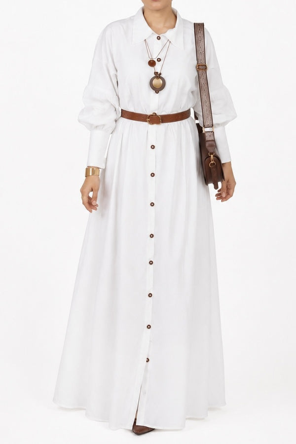 Ivory Long Chemise — Cotton Modest Dress