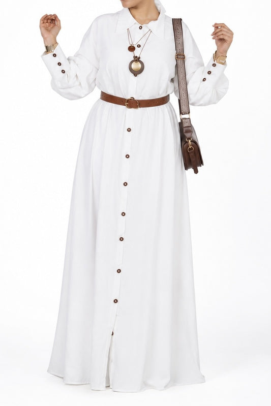 Ivory Long Chemise — Cotton Modest Dress