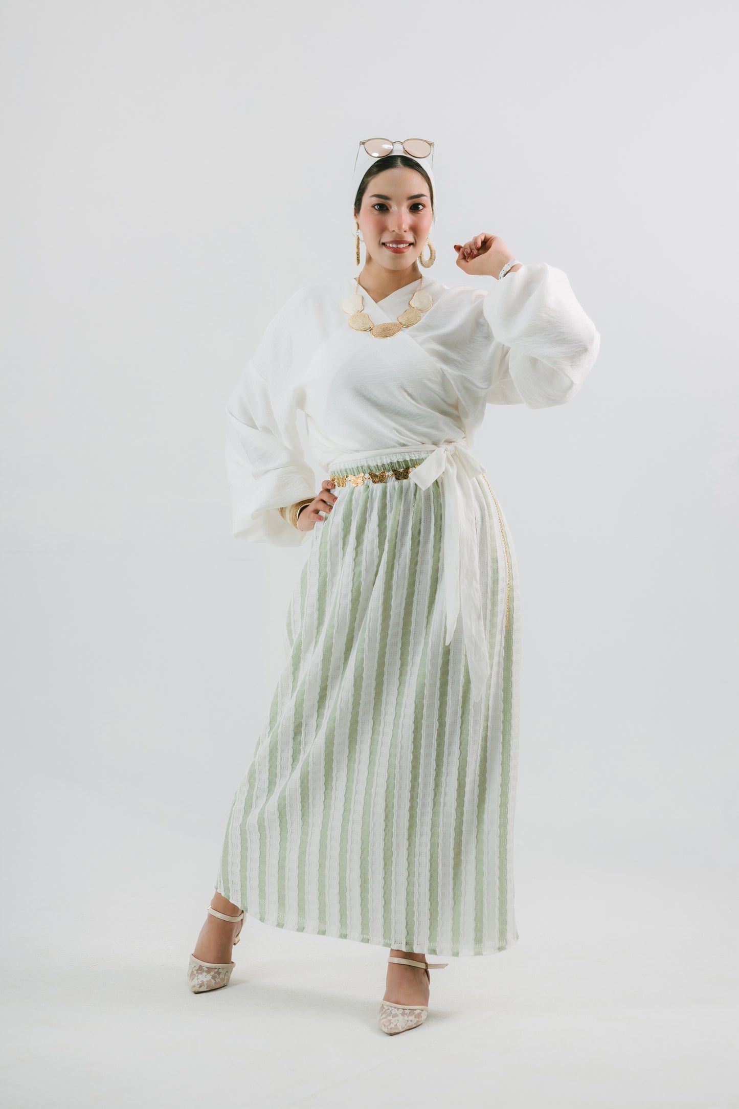 Riviera Skirt — Striped Crochet A-Line Skirt