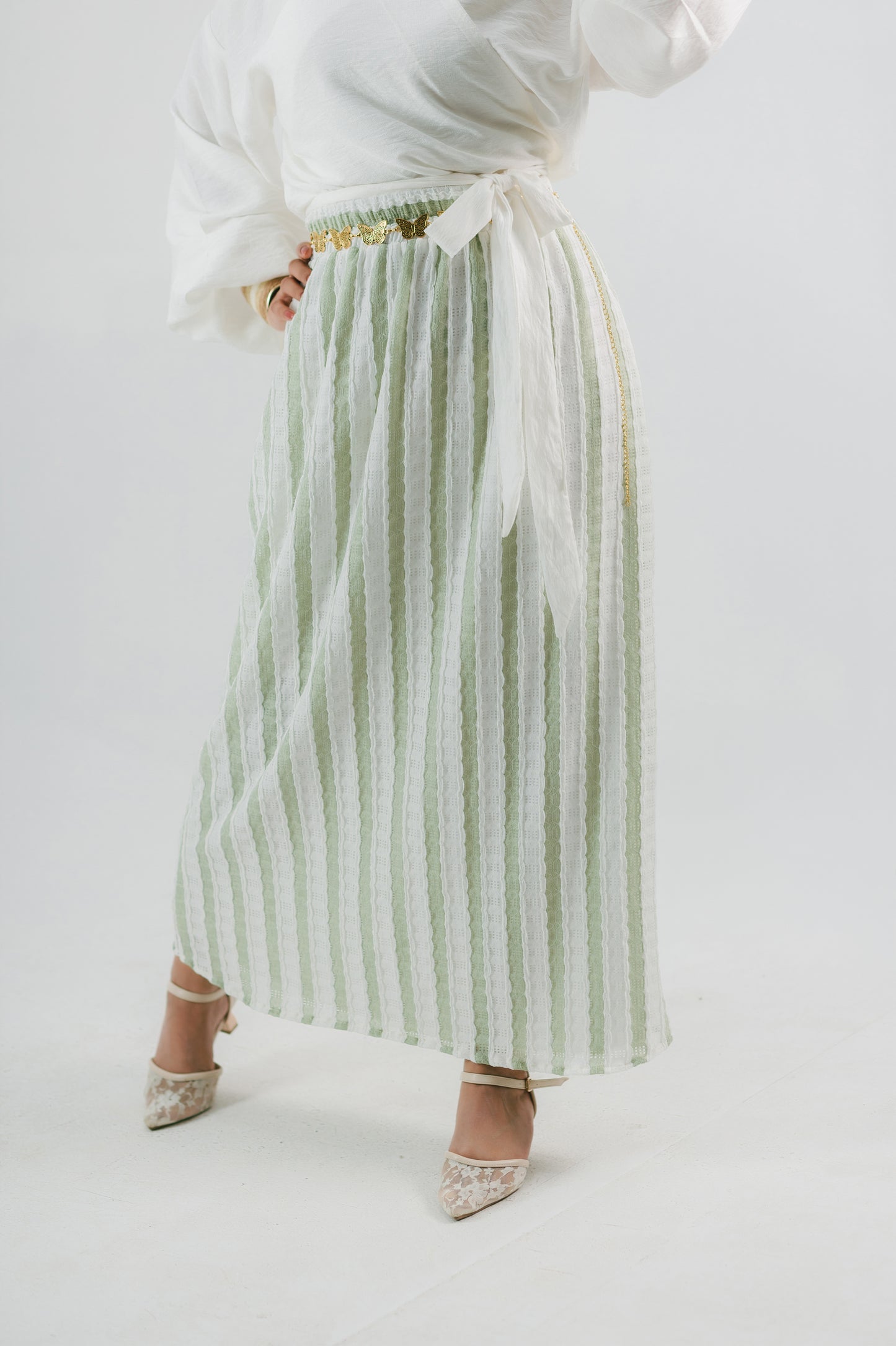 Riviera Skirt — Striped Crochet A-Line Skirt