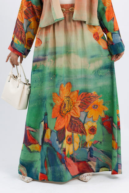 Sunflower Skirt — Silky Linen A-Line Maxi Skirt