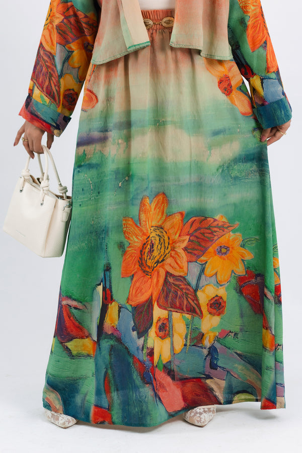 Sunflower Skirt — Silky Linen A-Line Maxi Skirt