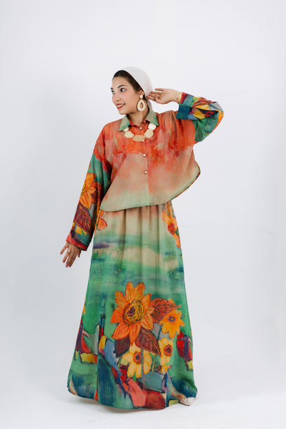 Sunflower Blouse — Silky Linen Oversized Top