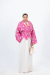 Pinky Flowers Suit — Linen Set with Detachable Embroidered Cardigan