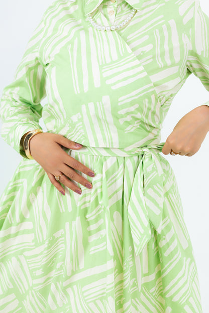 Emerald Dress — Cotton Tie-Waist Dress