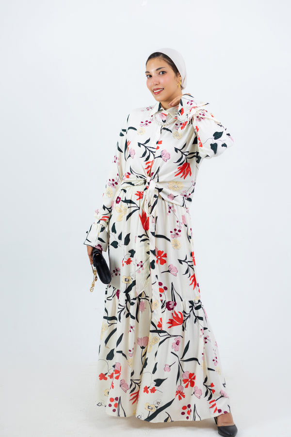 Wavy Suit — Cotton-Linen Set with Double-Layer Skirt