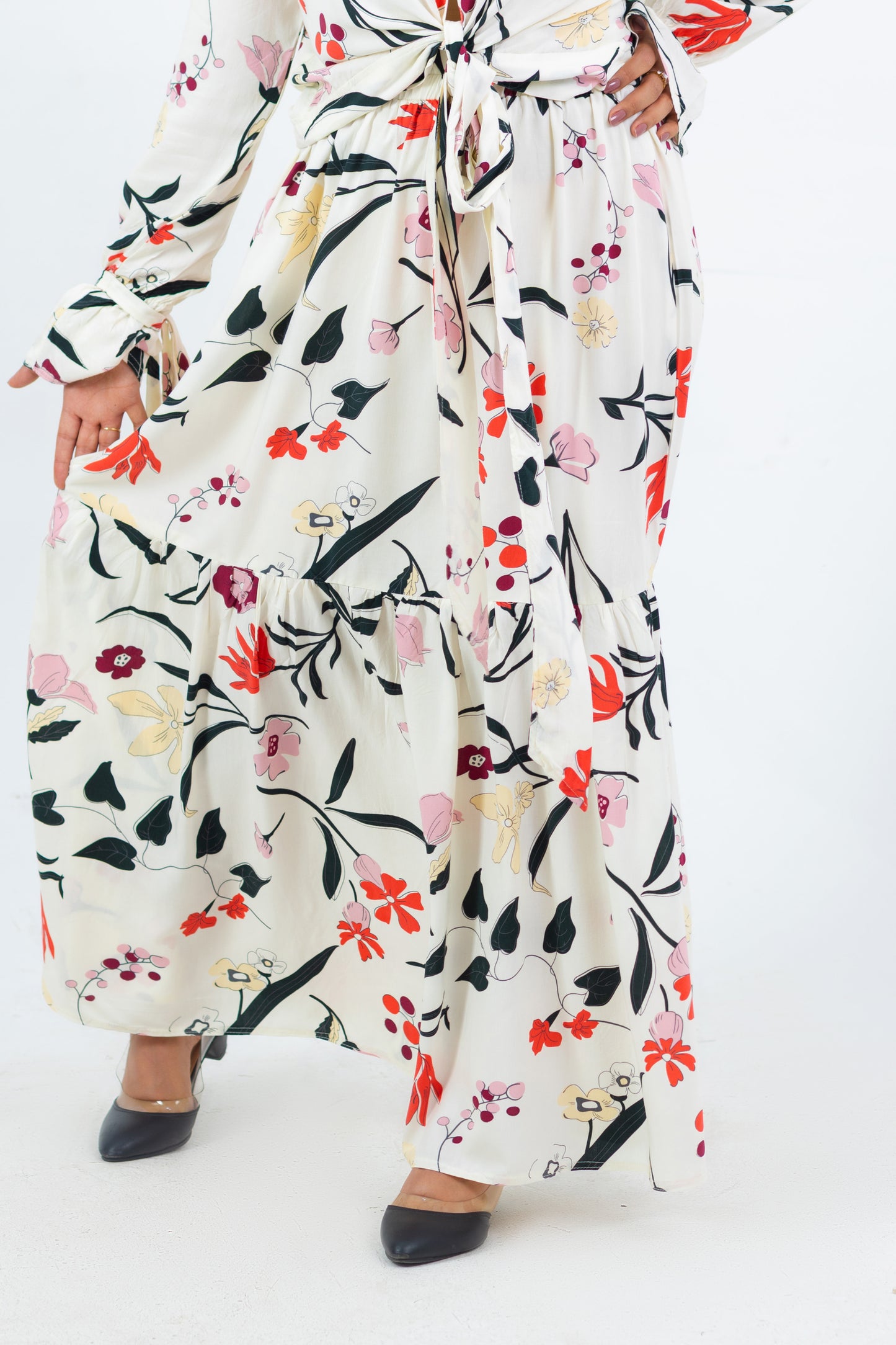 Wavy Suit — Cotton-Linen Set with Double-Layer Skirt
