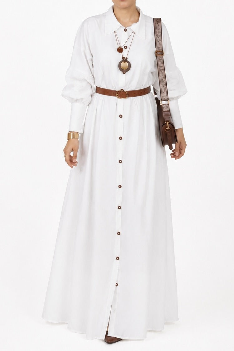 Ivory Long Chemise — Cotton Modest Dress
